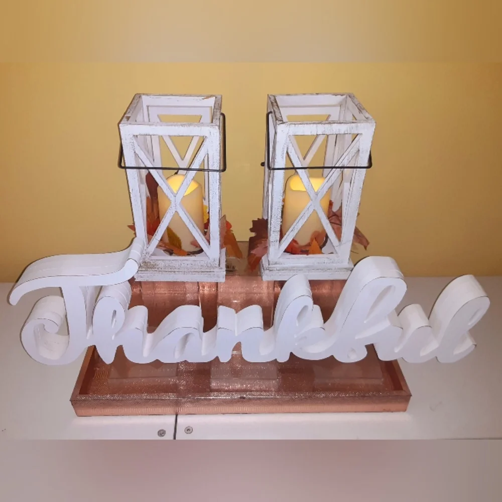 Fall Decoration Weathered Fall Standing Sign & Lantern Bundle
